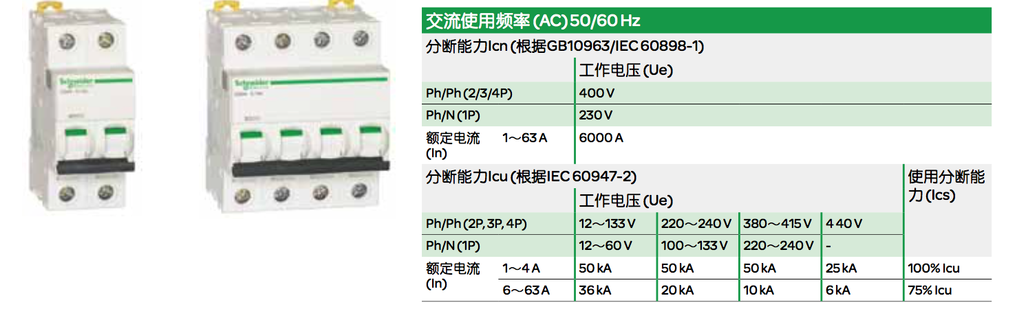 施耐德IC65N,EA9系列斷路器的脫扣曲線有哪幾種？